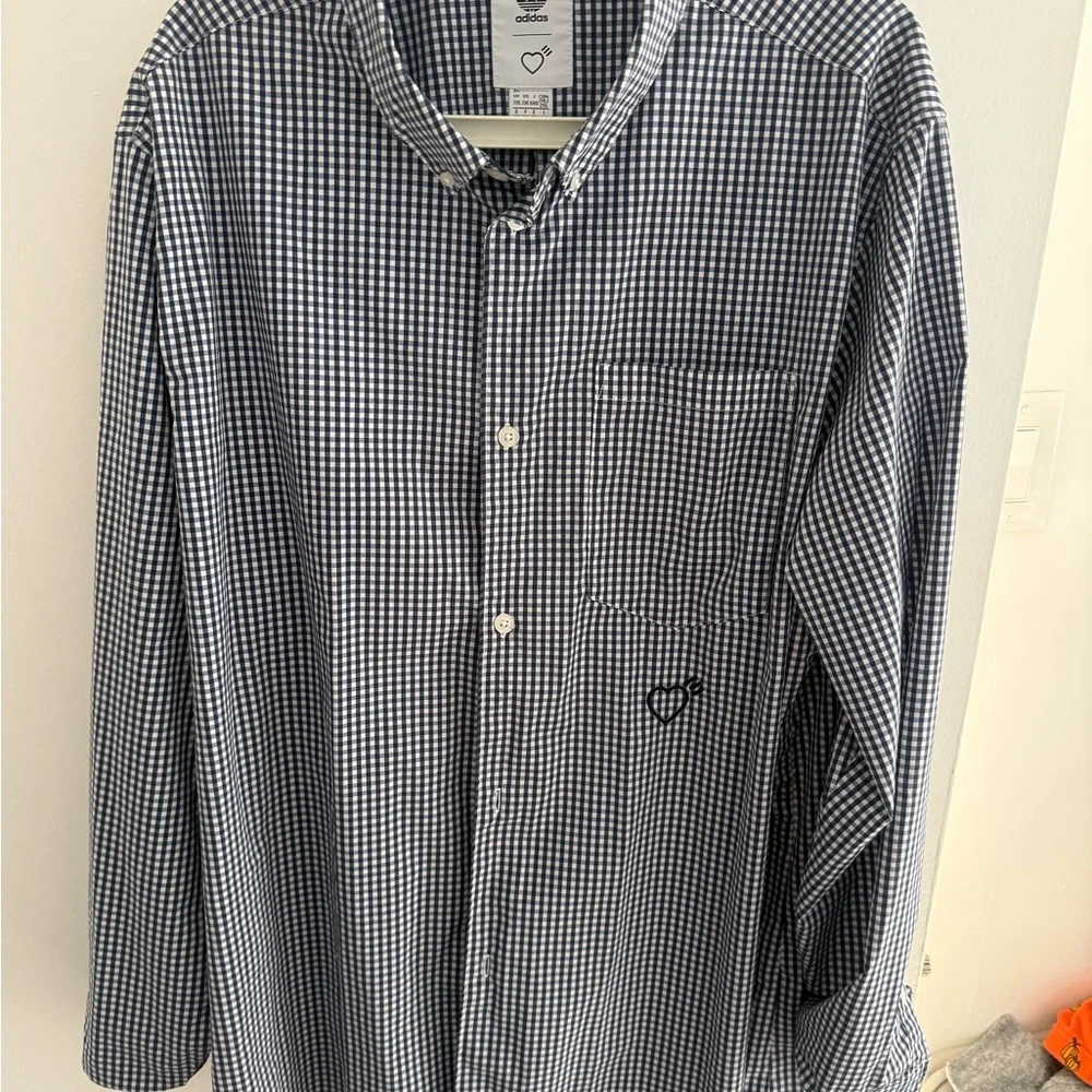 adidas Black and White Gingham Button Down Shirt - Picture 1 of 4